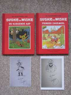 Willy Vandersteen | Suske en Wiske 4 + 7 - De Vliegende Aap + Prinses Zagemeel - Rode Klassiek Reeks - 2x fraaie pentekening Paul Geerts - Cartonné - Réédition - (1993) | Catawiki