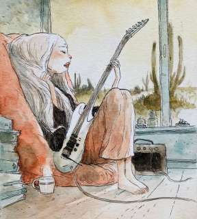 Sandoval, Tony | Sandoval, Tony - Dessin original couleur - The Guitar & coffee Girl - (2020) | Catawiki