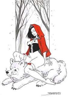 Elisabetta Barletta | E. Barletta - Original Artwork â€œcappuccetto rossoâ€ - Page volante - Exemplaire unique (2021) | Catawiki