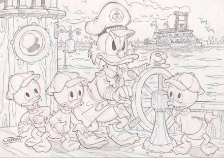 Julian Jordan | Julian Jordan - Ducktales - Scrooge McDuck in The Mississippi - Size: 29,8 x 21 cm. A4 | Catawiki