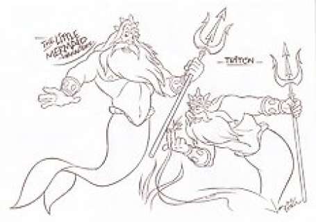 Jaume Esteve, Disney Artist | Little Mermaid: King Triton - Original Drawing - Signed by Jaume Esteve - Pencil Art | Catawiki