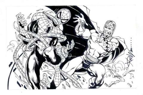 Spider-Man vs. Magneto Sketch by Ron Williams | mycomicshop.com