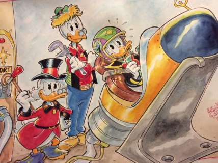 Alessandro Gottardo | Donald Duck - â€œVerso l’universo e oltreâ€ - Page volante - Exemplaire unique - (2020/2020) | Catawiki