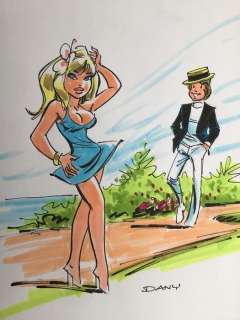 Dany | Dany - Dessin original couleur - Colombe sur la plage | Catawiki