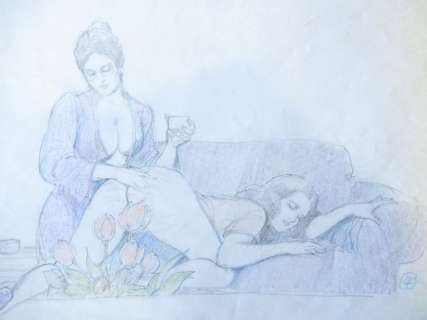 Leone Frollo | Leone Frollo Studio Personaggi Femminili - Original Art Matita e Colore | Catawiki