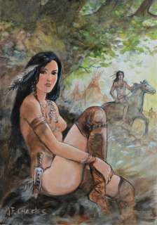 Charles, J.F. | Charles, J.F. - Acrylique sur papier toilé - Indienne | Catawiki