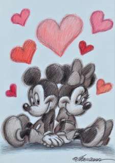 Joan Vizcarra | Mickey & Minnie - "Soulmates" - Original Drawing - Joan Vizcarra - Pencil Art | Catawiki