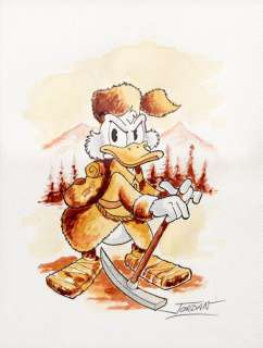 Julian Jordan | Julian Jordan - Ducktales - Scrooge McDuck - Watercolour Sketch - Size: 32 x 24 cm. | Catawiki