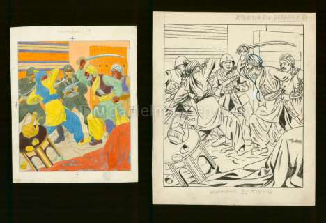 Edgar P. Jacobs - Couverture Tintin (1947) avec mise en couleur à la gouache - Le Secret de l‘Espadon - Tome I - Blake et Mortimer