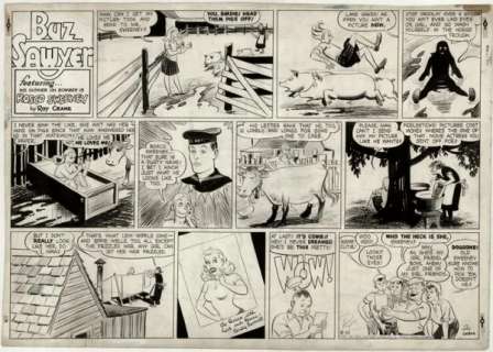 77: Crane Buz Sawyer Sunday 6/10/45 original art | Russ Cochran