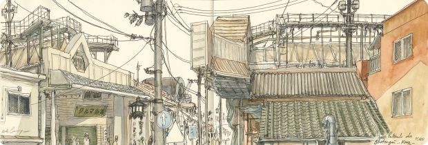 Nicolas de Crécy | NICOLAS DE CRÉCY – Vue latérale du Shotengai – Nara – 15 novembre – R 27 | Galerie Barbier