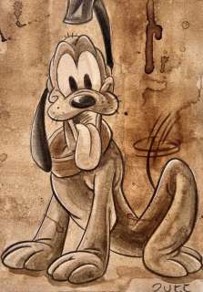 Guti, Coffee Artist | Deary Pluto - Original Coffee Painting - Guti Signed - Original Art | Catawiki