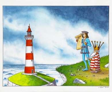 Turf | Turf - Dessin original couleur + 2x crayonné original - La Nef des fous - (2016) | Catawiki