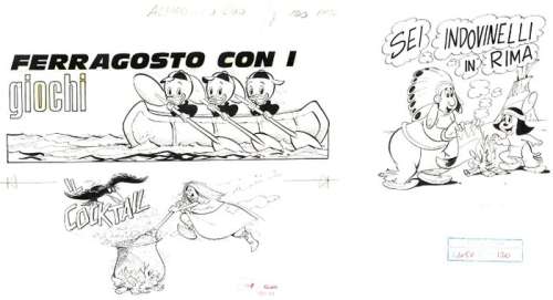Giancarlo Gatti | Topolino - Giancarlo Gatti - 3x Tavole Originali Disney editoriali anni ’60/70 quasi tutte siglate - Page volante - Exemplaire unique - (1968/1974) | Catawiki