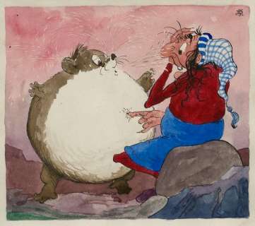 Dulieu, Jean (Oort, Jan Van) | Dulieu, Jean - Paulus de Boskabouter - Originele aquarel - "Eucalypta & Gregorius" - Gepubliceerd in EVA - (1963) | Catawiki