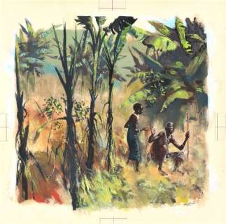 Follet, René | Follet, René - Illustration originale couleurs (p.5) Katutu, l’aveugle de l’île - (1963) | Catawiki