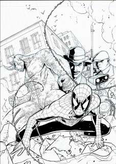 Andie Tong - spectacular spider-man #176 cover (spider-man battling the rhino, with herbie the robot! ) 2008