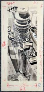 Thunderbirds Studio | Thunderbirds Studio - Originele tekening - Thunderbirds Extra 2 - P.T.T. toren - (1966) | Catawiki