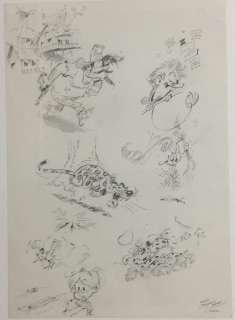 Mazel | Mazel - Dessin original - Le Marsupilami et autres personnages de son univers - Essai pour une reprise | Catawiki