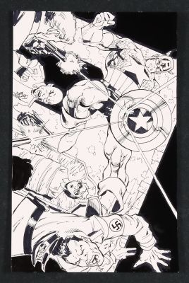 Captain America Rescuing Bucky Sketch by Ron Williams | mycomicshop.com