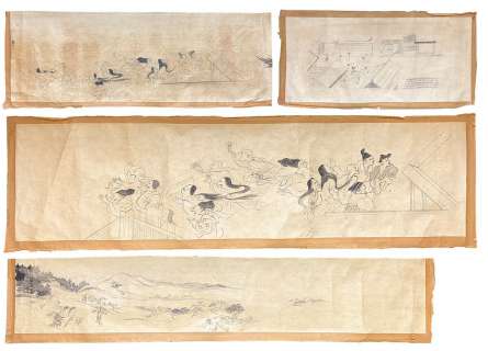 Anju To Zushio-Maru Scene Setting Genga (Picture Scroll) Four Sheets | Mandarake (Big Web)