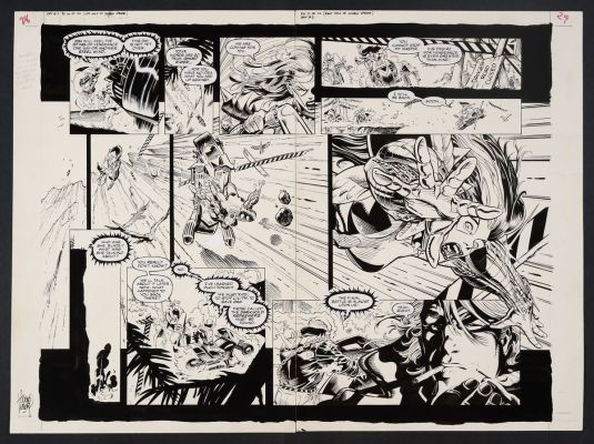 Chris Warner, Adam Kubert | Original Art from Ghost Rider/Blaze: Spirits of Vengeance #2 (1992) Pages 28-29 Pencils by Adam Kubert, Inks by Chris Warner | mycomicshop.com