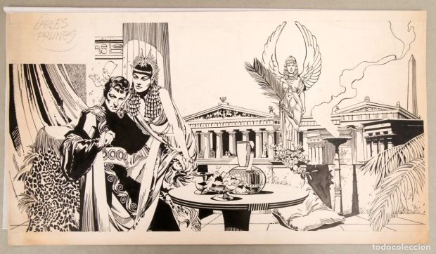 CARLES PRUNÉS - JULIO CÉSAR Y CLEOPATRA - ILUSTRACIÓN ORIGINAL | todocoleccion (Buy It Now)