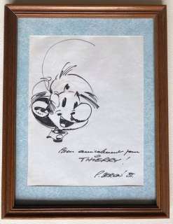 Seron | Les Petits Hommes - Dessin original encadré - "Renaud" - Dédicace Seron - (Années 80) | Catawiki