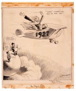 JOHN T. McCUTCHEON "THE FLYING YEAR" 1927 ORIGINAL ART W/FATHER TIME. | Hake’s