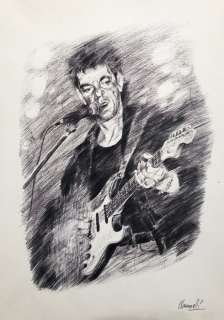 Riccardo Mannelli | Riccardo Mannelli - illustrazione originale / “Lou Reed” pubblicata sulla rivista “IO” - Page volante - Exemplaire unique - (1997) | Catawiki