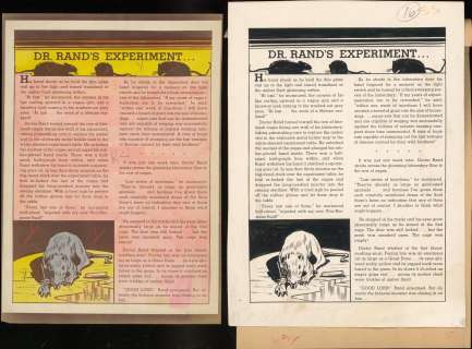 Dr. Rands EXPERIMENT..., Text Story&Color Guide, 2 Pcs. (1950) | Russ Cochran