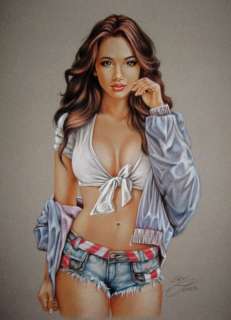 Sly | Sly - Original drawing in colour - Pin up art - Size: 31 x 42 cm. - (2023) | Catawiki