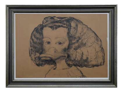Ommo Wille | Duckomenta - First Draft "Maria Theresia als Infantin von Spanien" - framed 59 x 80 cm - Coal on Paper - (2008) | Catawiki