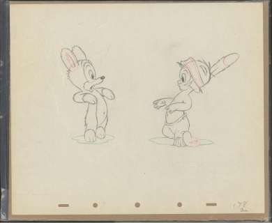 Original Production Drawing-Little Hiawatha and the Bear club ( Walt Disney 1937) | Russ Cochran
