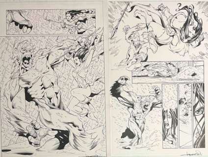 Aaron Lopresti - 43X28Cm. (Each) | Mystic #33, #41 - Aaron Lopresti - Cover Design + 2 Originele pagina’s - Page volante - Exemplaire unique - (2003/2005) | Catawiki