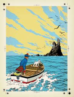 Hergé (Studios) | Tintin, L’île noire, bleu de coloriage et son film noir pour la couverture de l’album. | Septimus