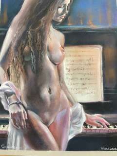 Dolzhikova, Olga | Olga Dolzhikova - 1 Original drawing - Pianist - Size 42 x 30 cm. - (2022) | Catawiki