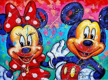 Carlito Peña | Mickey Mouse, Minnie Mouse - Mickey & Minnie Mouse - Original Artwork by Fernando - 80 x 60 cm | Catawiki