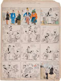 Frederick Opper Hand Colored Happy Hooligan Sunday Comic Strip Original Art dated 7-11-09 (King Features -