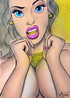 Alvin Silvrants | Big Boob Belle SWAG - Original drawing in colour by Alvin Silvrants | Catawiki