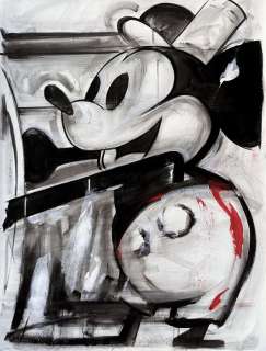 Ruttum, Street Artist | Mickey Mouse Goes Street as Steamboat Captain - Large Painting - 106 x 80 cm - Street Art By Ruttum - Canvas - Acrylic Art - Original Artwork | Catawiki