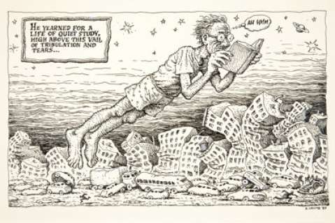 Robert Crumb The Book Reader Calendar Illustration Original Art and Correspondence (1989). R. Crumb was - | Heritage