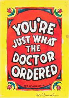 Robert Crumb "You’re Just What the Doctor Ordered" Monster Greeting Card Illustration Original Art - | Heritage