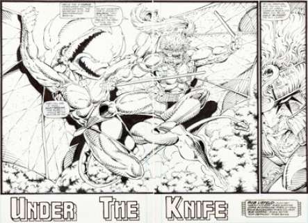 Rob Liefeld X-Force #7 Pages 2 and 3 Original Art (Marvel, 1992). Shatterstar and Sauron exchange quips as well as -