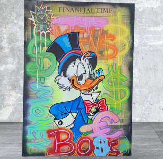 Guemi | Quadro spray/acrilico su Collage su tela - Business News (spray/acrilico su tela 50x70cm Pezzo unico) - (2023) | Catawiki