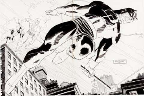 John Romita Jr. and Al Williamson Daredevil The Man Without Fear Double-Page Splash Original Art (Marvel, 1993). With - | Heritage