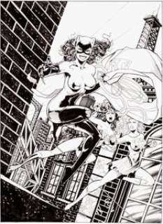 Jim Balent Wizard the Comics Magazine #47 Cover Original Art (Wizard, 1995). Catwoman snatches Supergirl‘s cape and -