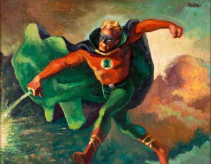 Don Newton Fulcrum #1 Alan Scott the Golden-Age Green Lantern Painting Original Art (RBCC, 1970). This early piece of -