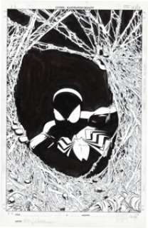 Humberto Ramos and Wayne Faucher Wizard #184 Cover Original Art (Wizard, 2007). Black-suit Spidey makes his way -