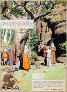 Hal Foster Prince Valiant Sunday Comic Strip Wedding of Val and Aleta Hand-Colored Panel Original Art dated - | Heritage